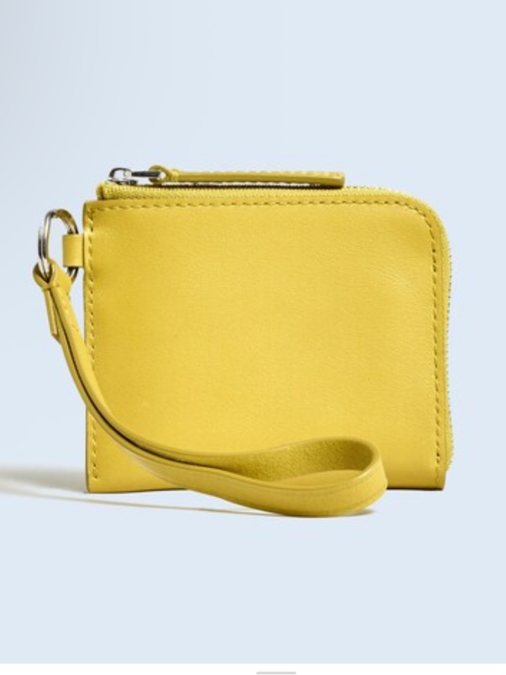 Madewell Olive-Yellow Leather Zip Wristlet Wallet
